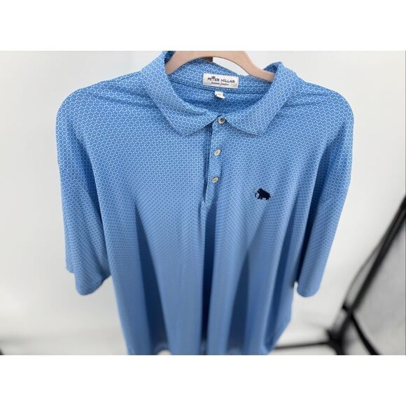 PETER MILLAR SUMMER COMFORT MEN Size XL GOLF POLO SHIRT BLUE Sand Valley Logo - Picture 7 of 9